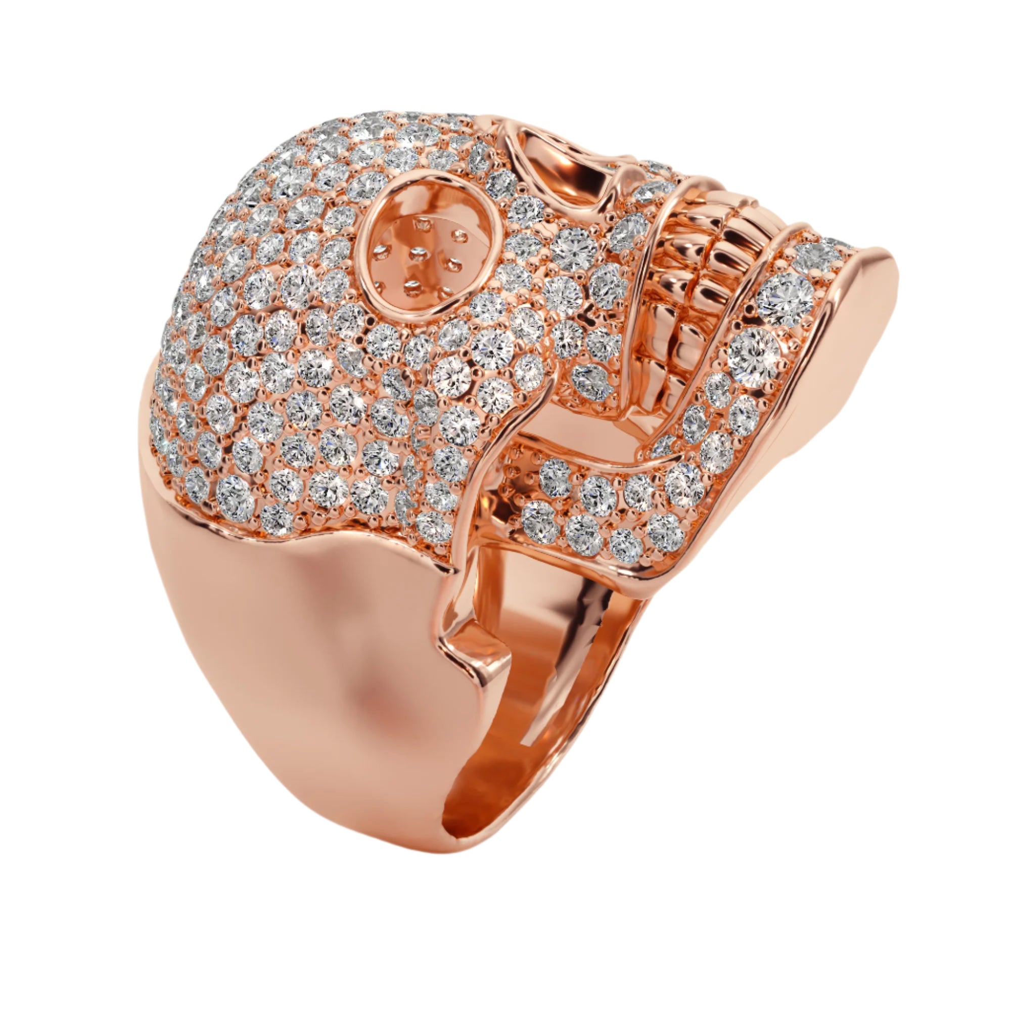 10k Gold Diamond Skull Ring