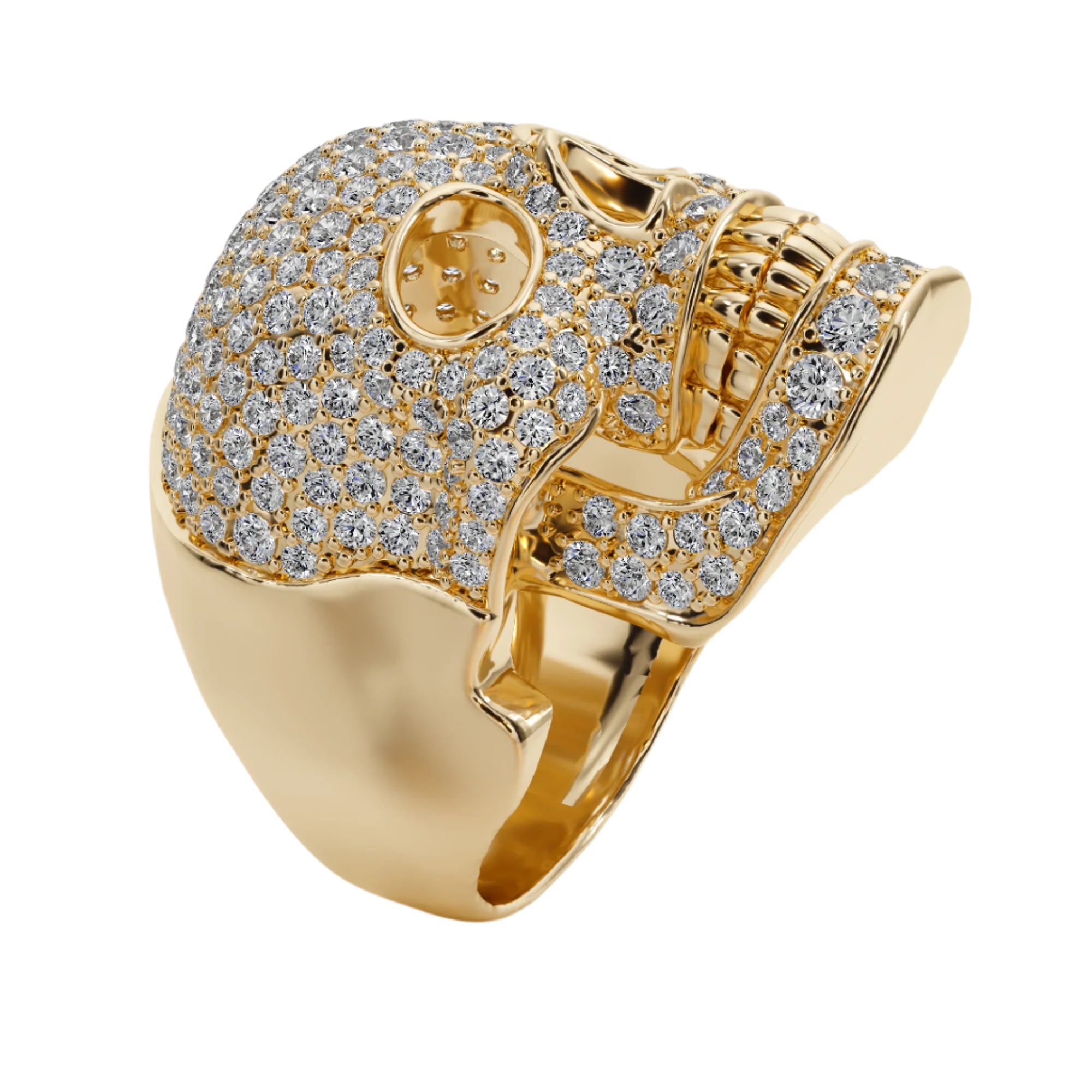 10k Gold Diamond Skull Ring