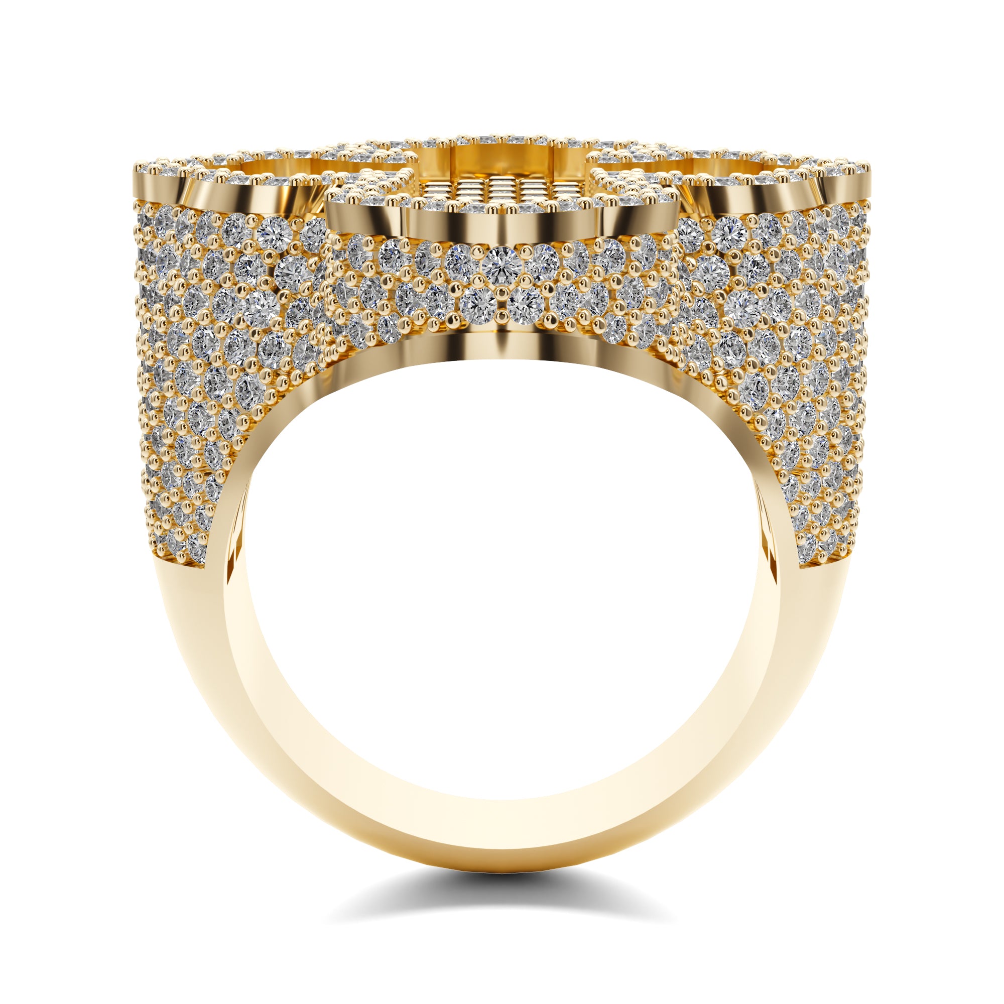 Gold Plated Diamond Cross Ring