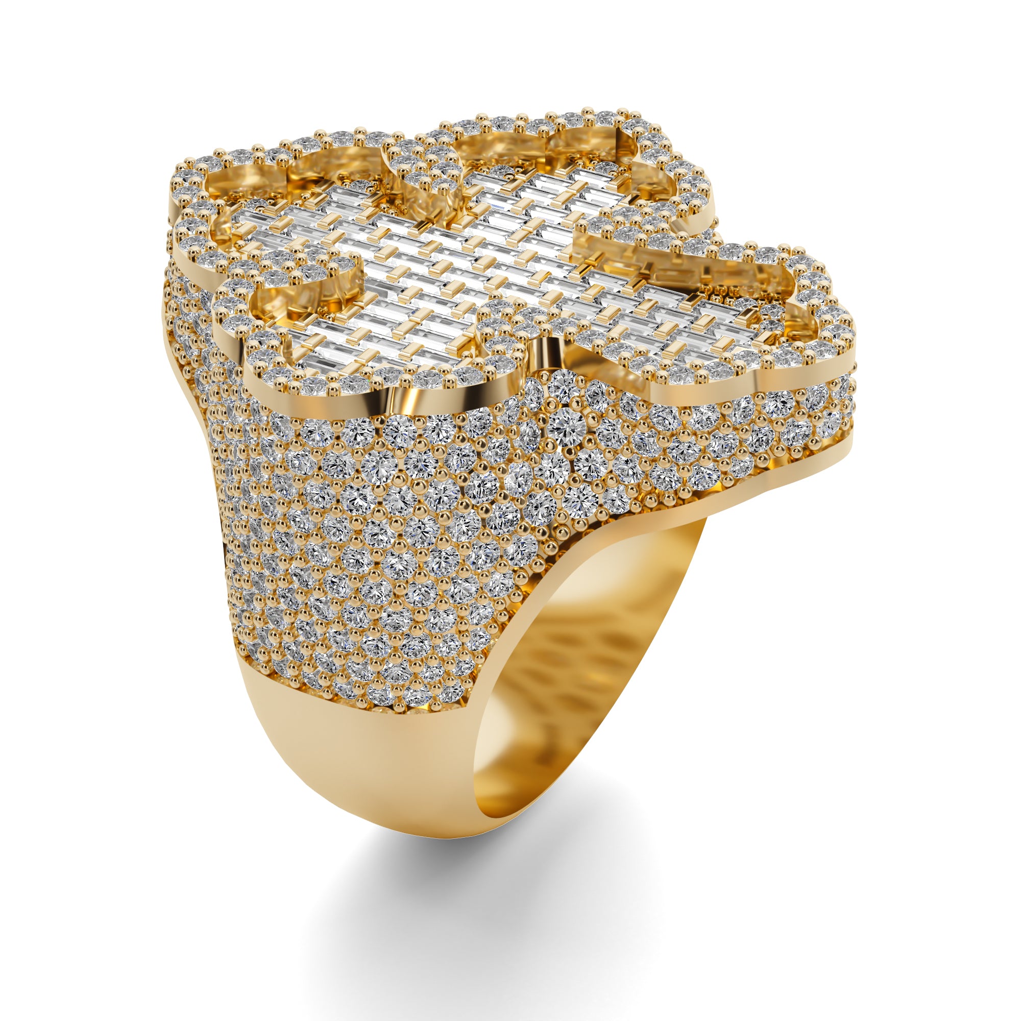 Gold Plated Diamond Cross Ring